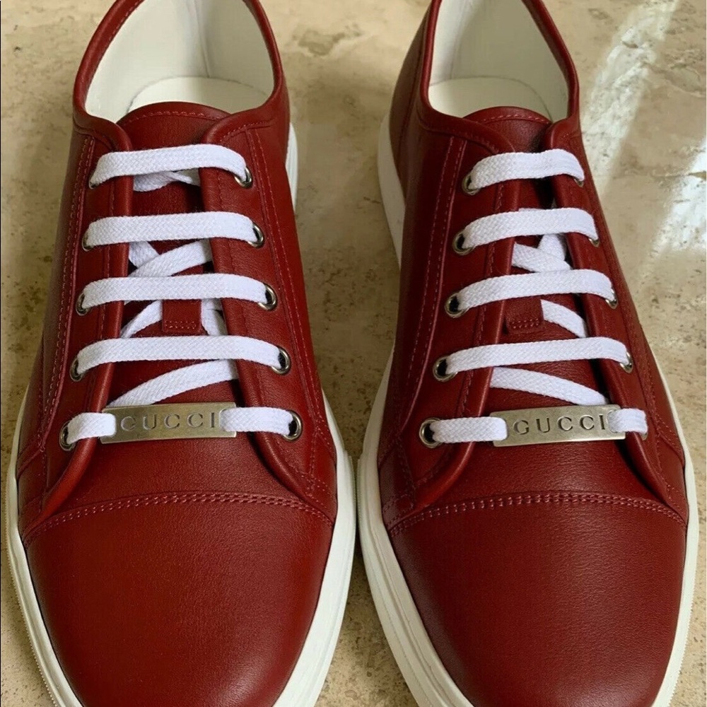 Gucci Men size 11.5 Leather Low Red MIROSOFT ROSS